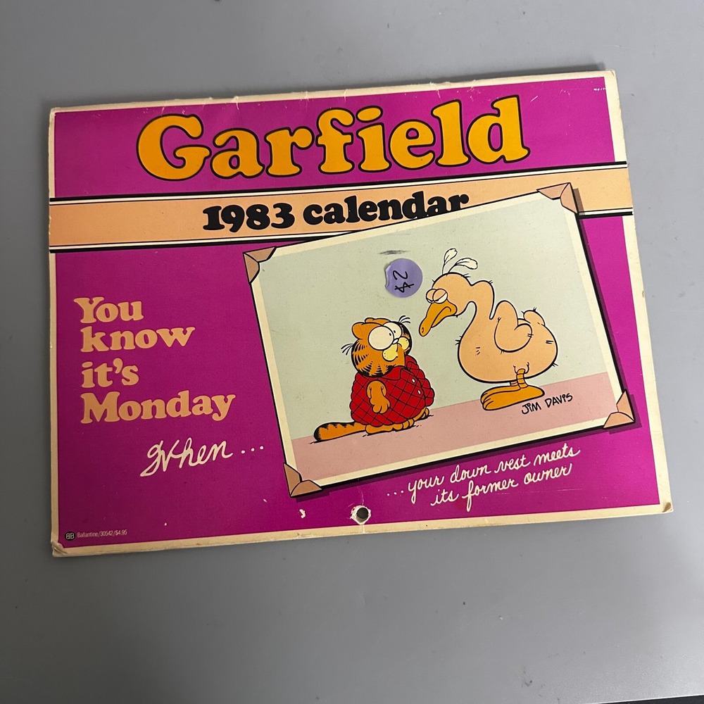 Vintage 1983 Garfield Wall Calendar Jim Davis Ballantine Books Monday Theme